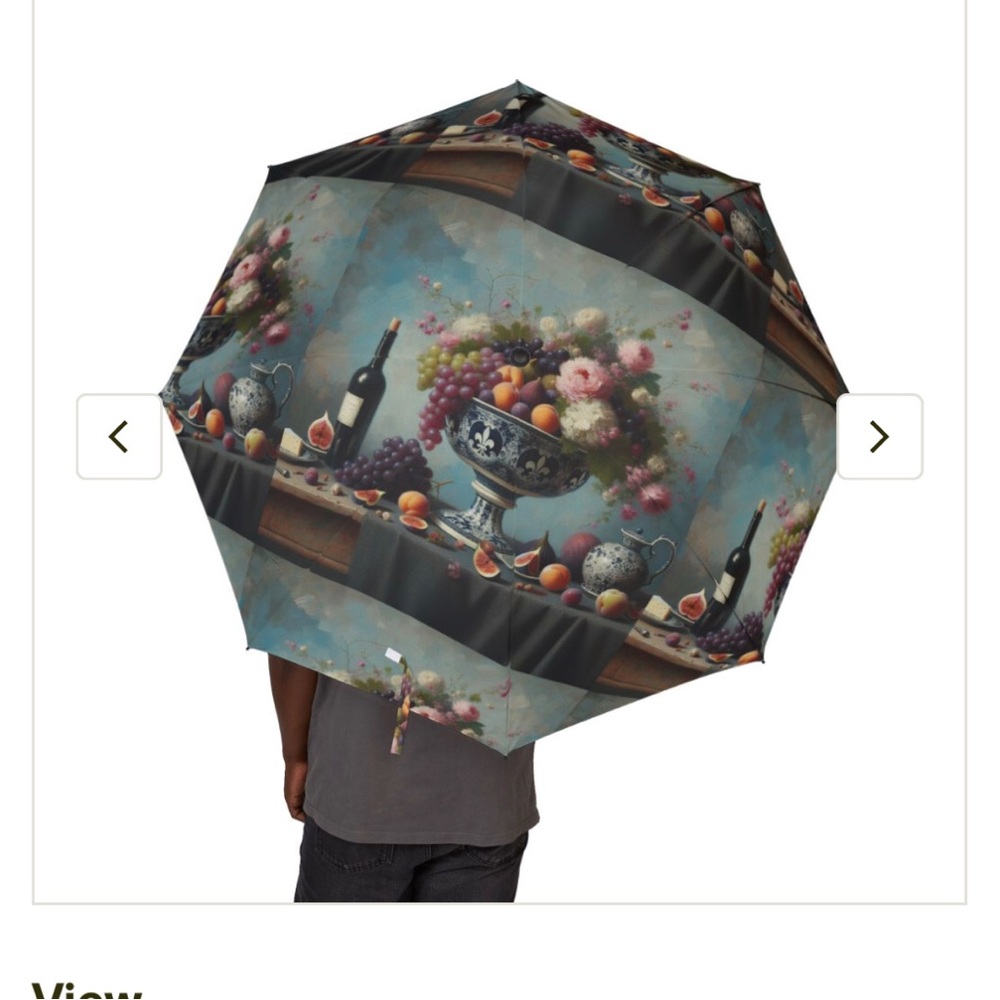Floral and Fruit Still Life Print Umbrella